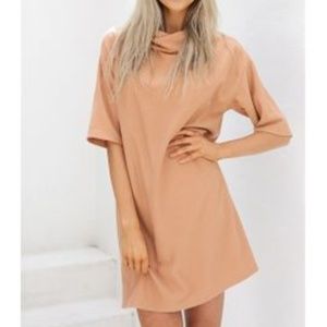 NWT Sabo Skirt Cowl Neck Hazelnut Ribbed Dress